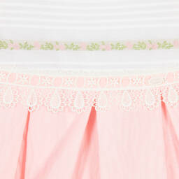 Miranda-Girls Pink & White Cotton Dress | Childrensalon Outlet