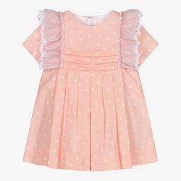 Miranda-Girls Pink & White Dots Dress  | Childrensalon Outlet
