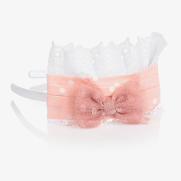 Miranda-Girls Pink & White Hairband | Childrensalon Outlet