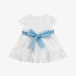 Miranda-Girls Plumeti & Lace White Dress | Childrensalon Outlet