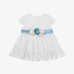 Miranda-Girls Plumeti & Lace White Dress | Childrensalon Outlet
