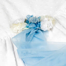 Miranda-Girls Plumeti & Lace White Dress | Childrensalon Outlet