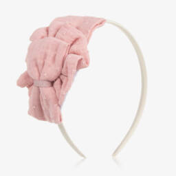 Miranda-Girls Plumeti Rosette Pink Headband | Childrensalon Outlet