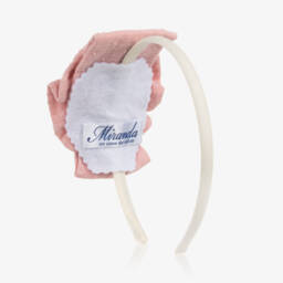 Miranda-Girls Plumeti Rosette Pink Headband | Childrensalon Outlet