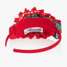 Miranda-Girls Red & Blue Floral Hairband | Childrensalon Outlet
