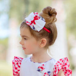 Miranda-Girls Red & Blue Gingham Hairband | Childrensalon Outlet