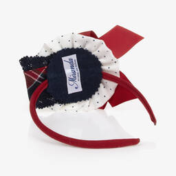 Miranda-Girls Red Bow Rosette Hairband | Childrensalon Outlet