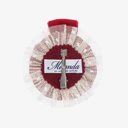 Miranda-Girls Red Checked Rosette Hair Clip (10 cm) | Childrensalon Outlet