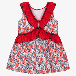 Miranda-Красное хлопковое платье в цветочек для девочек | Childrensalon Outlet