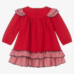 Miranda-Красное платье из миланского джерси в гусиную лапку | Childrensalon Outlet