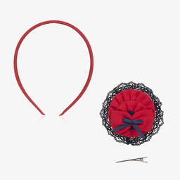 Miranda-Красный ободок с красно-синей розеттой | Childrensalon Outlet