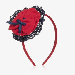 Miranda-Красный ободок с красно-синей розеттой | Childrensalon Outlet