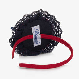 Miranda-Красный ободок с красно-синей розеттой | Childrensalon Outlet