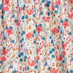 ميراندا-فستان قطن لون أبيض وأحمر بطبعة ورود | Childrensalon Outlet