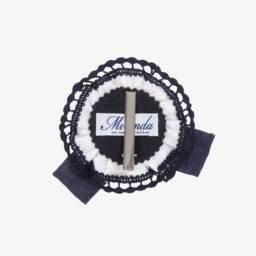 Miranda-Girls Rosette Hairband in Blue & Gold | Childrensalon Outlet
