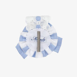 Miranda-Girls Rosette Striped Blue Hairband | Childrensalon Outlet