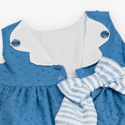 Miranda-فستان صيفي قطني بنقشة بلومتي للبنات بلون السماء | Childrensalon Outlet