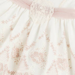 Miranda-Girls Tulle Dress with Ivory & Pink Embroidery | Childrensalon Outlet