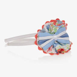 Miranda-Girls White & Blue Floral Hairband | Childrensalon Outlet