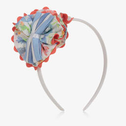 Miranda-Girls White & Blue Floral Hairband | Childrensalon Outlet