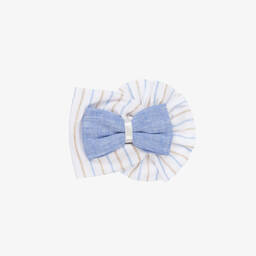 Miranda-Girls White & Blue Rosette Hairclip (11cm) | Childrensalon Outlet