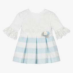 Miranda-Бело-голубое платье в полоску | Childrensalon Outlet