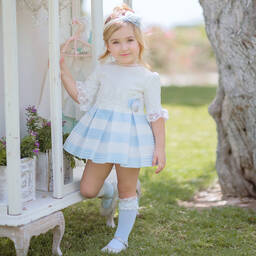 Miranda-Бело-голубое платье в полоску | Childrensalon Outlet