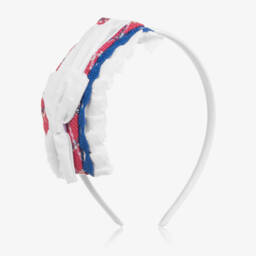 Miranda-Girls White Bow Hairband | Childrensalon Outlet