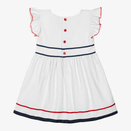 Miranda-Girls White Cotton Bow Dress | Childrensalon Outlet