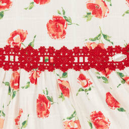 Miranda-Girls White Cotton Roses Dress | Childrensalon Outlet