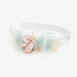 Miranda-Girls White & Green Flower Hairband | Childrensalon Outlet