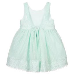 ميراندا-فستان بولي قطن و تول دانتيل لون أخضر | Childrensalon Outlet