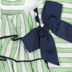 ميراندا-طقم فستان قطن مقلم لون أخضر | Childrensalon Outlet