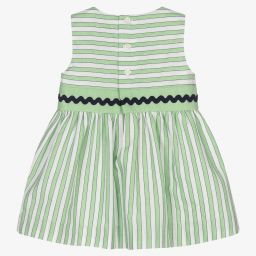 ميراندا-طقم فستان قطن مقلم لون أخضر | Childrensalon Outlet