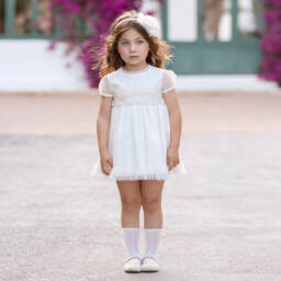 Miranda-فستان عاجي من الدانتيل والتول للبنات | Childrensalon Outlet