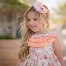 Miranda-Оранжево-розовое платье с цветами | Childrensalon Outlet