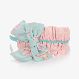 Miranda-Pink & Blue Ruffle Bow Hairband | Childrensalon Outlet