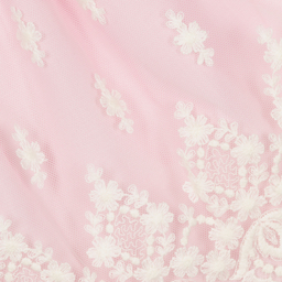 ميراندا-طقم فستان بوبلين مزين بدانتيل لون زهري | Childrensalon Outlet