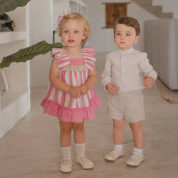 Miranda-Pink & White Striped Dress | Childrensalon Outlet