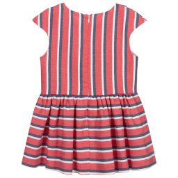 ميراندا-فستان قطن وكتان لون أحمر وأبيض وأزرق مخطط | Childrensalon Outlet