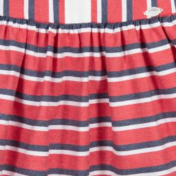 ميراندا-فستان قطن وكتان لون أحمر وأبيض وأزرق مخطط | Childrensalon Outlet