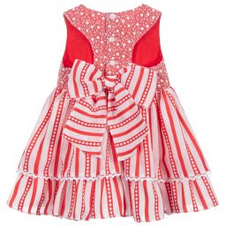 Miranda-فستان بولي قطن مقلم لون أحمر وأبيض | Childrensalon Outlet