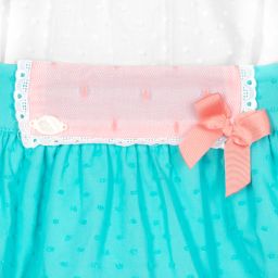 Miranda-Белый топ и голубая юбка из хлопка | Childrensalon Outlet