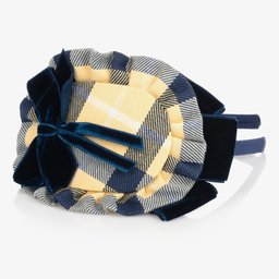 Miranda-Yellow & Blue Check Hairband | Childrensalon Outlet