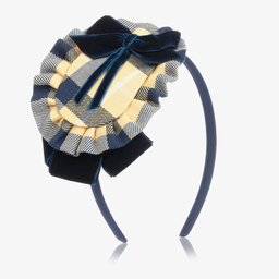 Miranda-Yellow & Blue Check Hairband | Childrensalon Outlet