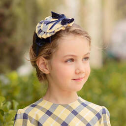 Miranda-Yellow & Blue Check Hairband | Childrensalon Outlet