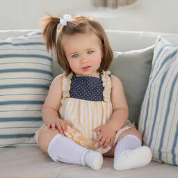 Miranda-Yellow & Blue Cotton Dress Set | Childrensalon Outlet