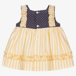Miranda-Yellow & Blue Cotton Dress Set | Childrensalon Outlet