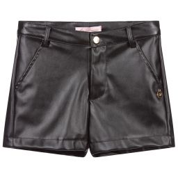 Miss Blumarine-Black Faux Leather Shorts | Childrensalon Outlet