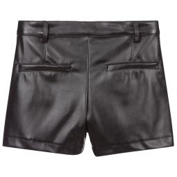 Miss Blumarine-Black Faux Leather Shorts | Childrensalon Outlet